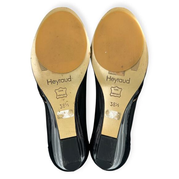 Heyraud | 38.5 | Black Mesh Copper Leaf Embellished Clear Heel Slip-On Shoe - Picture 11 of 11